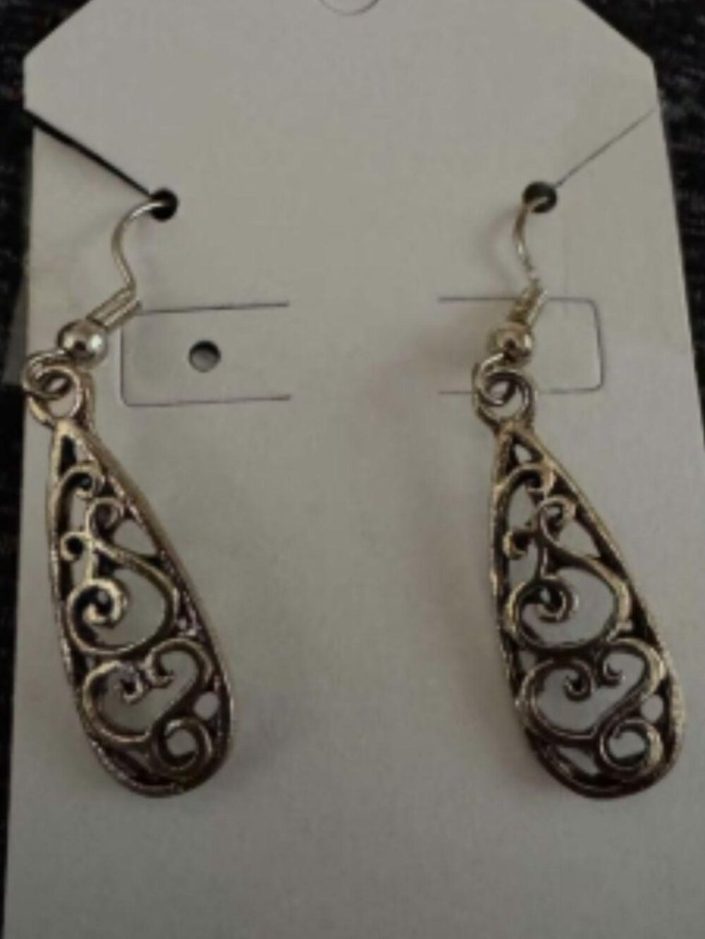 silver-tone teardrop dangle earrings